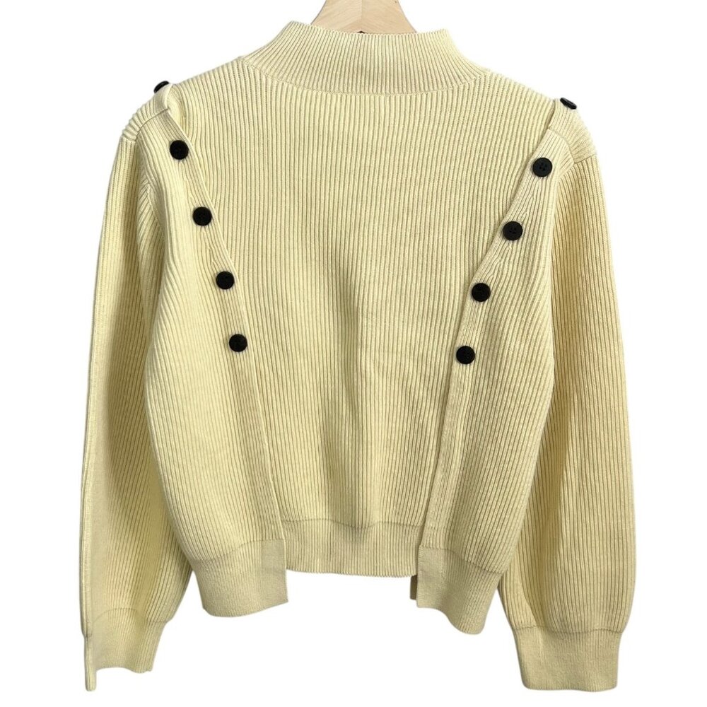 Fray I.D Cotton Cashmere Blend Butter Yellow Sweater S Minimalist Quiet Luxury - Picture 3 of 8